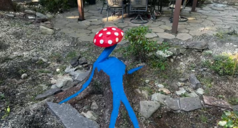 Mushroom carved out of a tree removed by Keystone Tree Specialists in Monroe County, PA