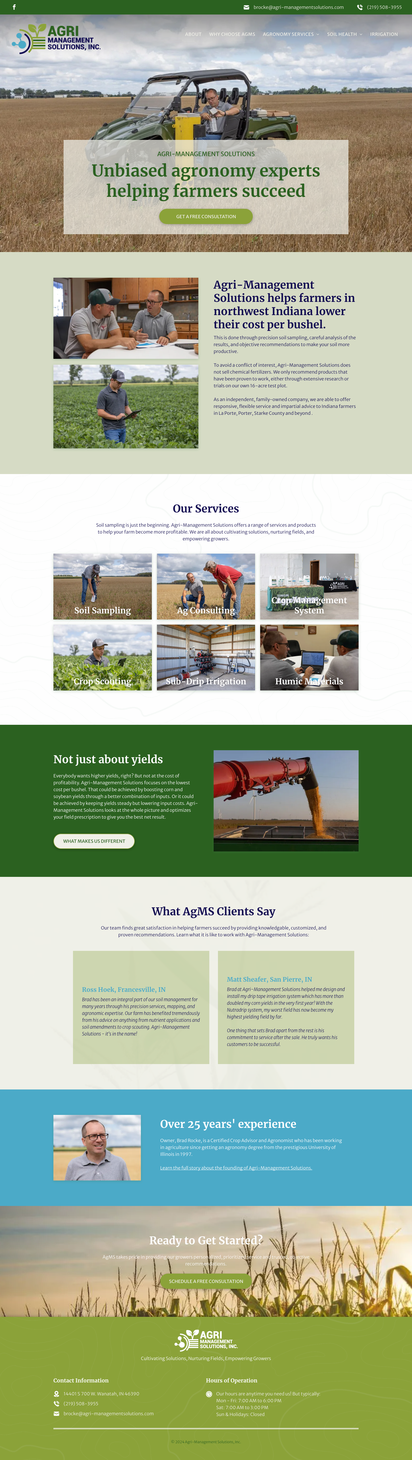 Screenshot of Agri-Management Solutions website built by Dan Weerts Creative