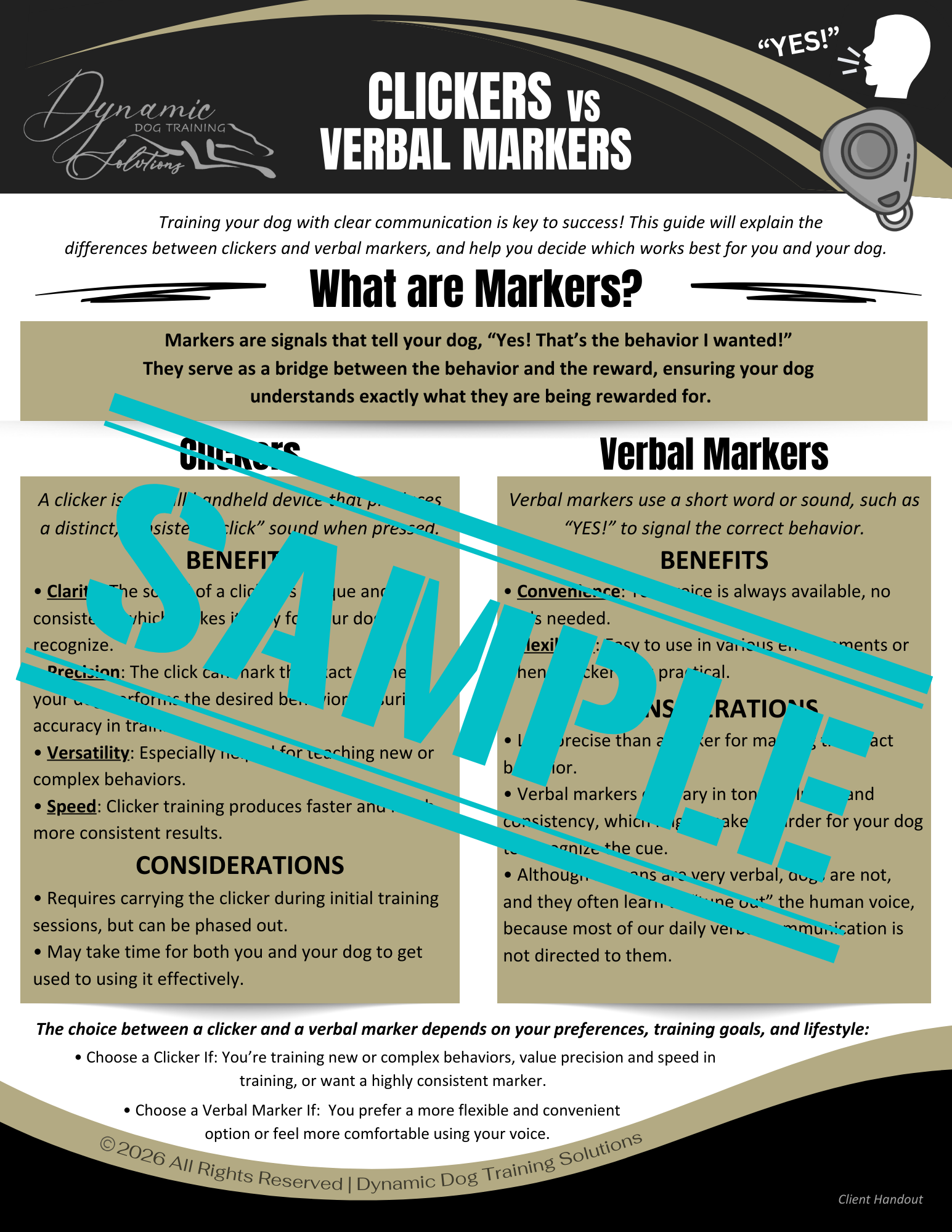 Clickers vs Verbal Markers