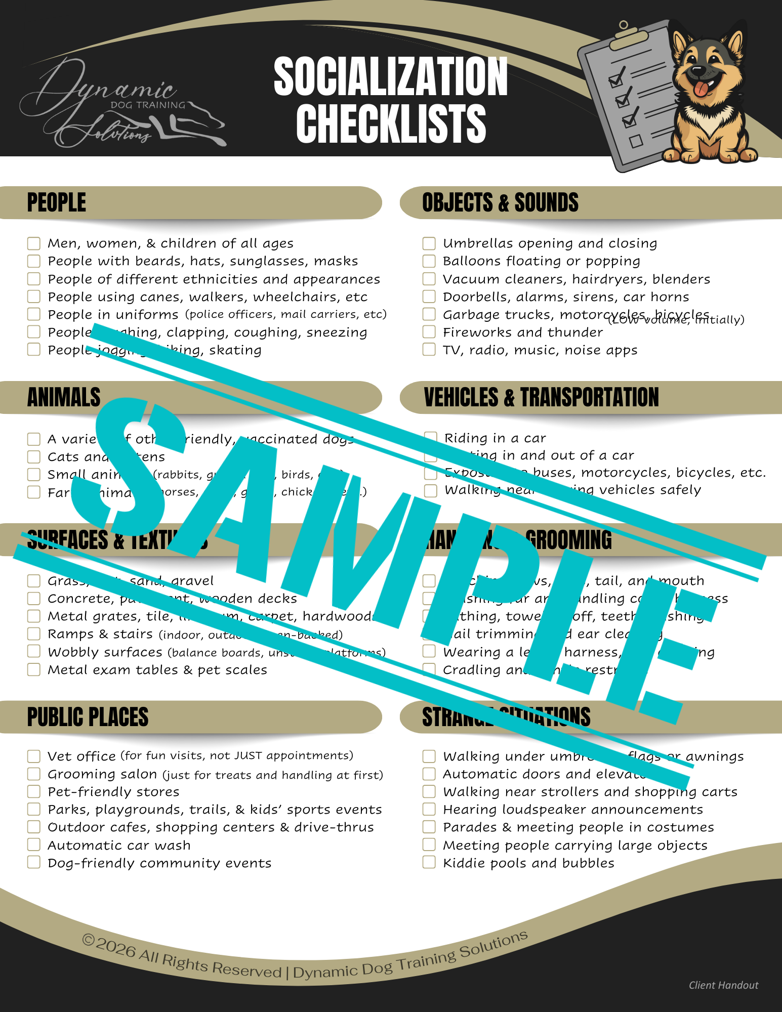 Socialization Checklists