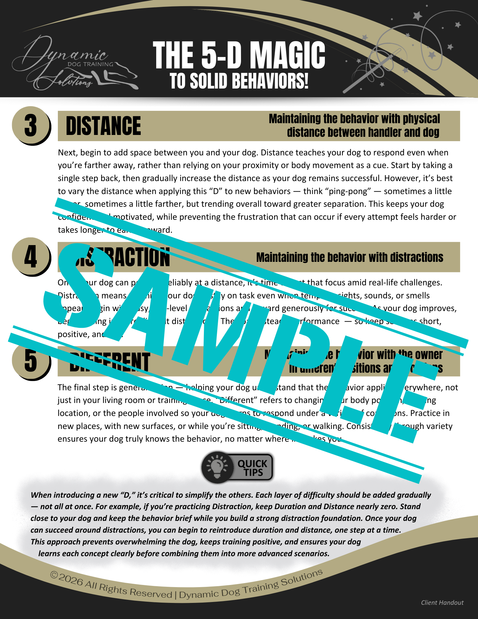 The 5-D Magic to Solid Behaviors