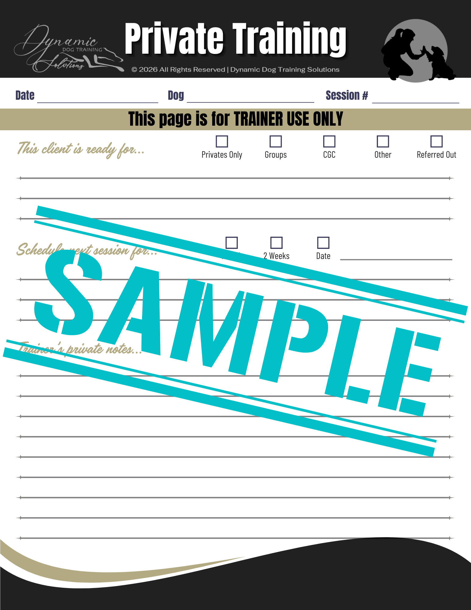 Private Training Form  (Fillable PDF)