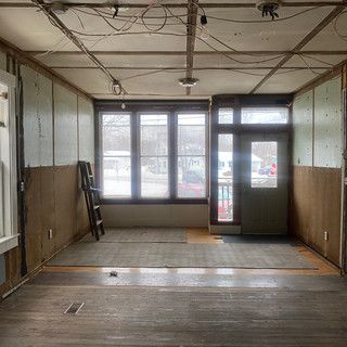 There is a ladder in the middle of the room.