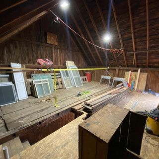There is a lot of wood in the attic.