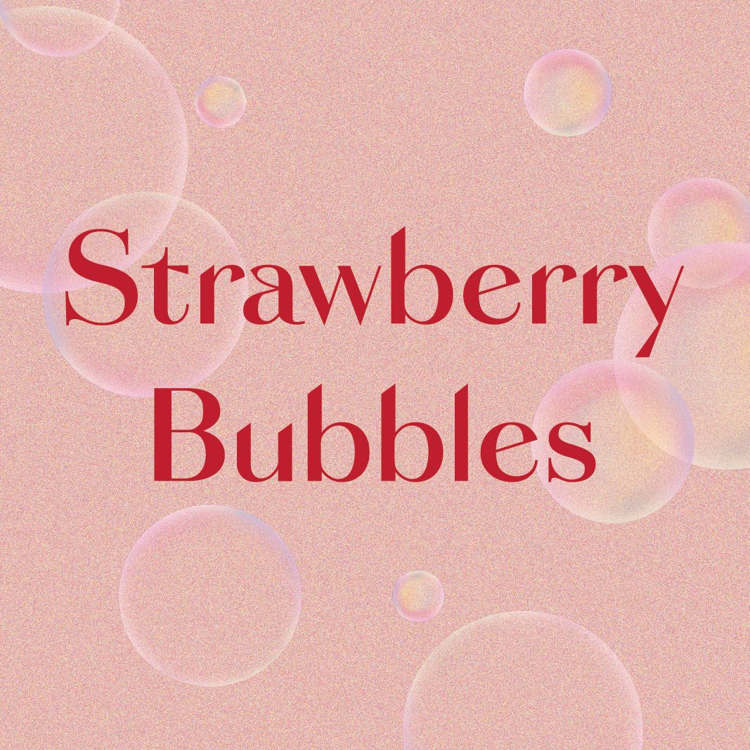 A pink background with strawberry bubbles on it