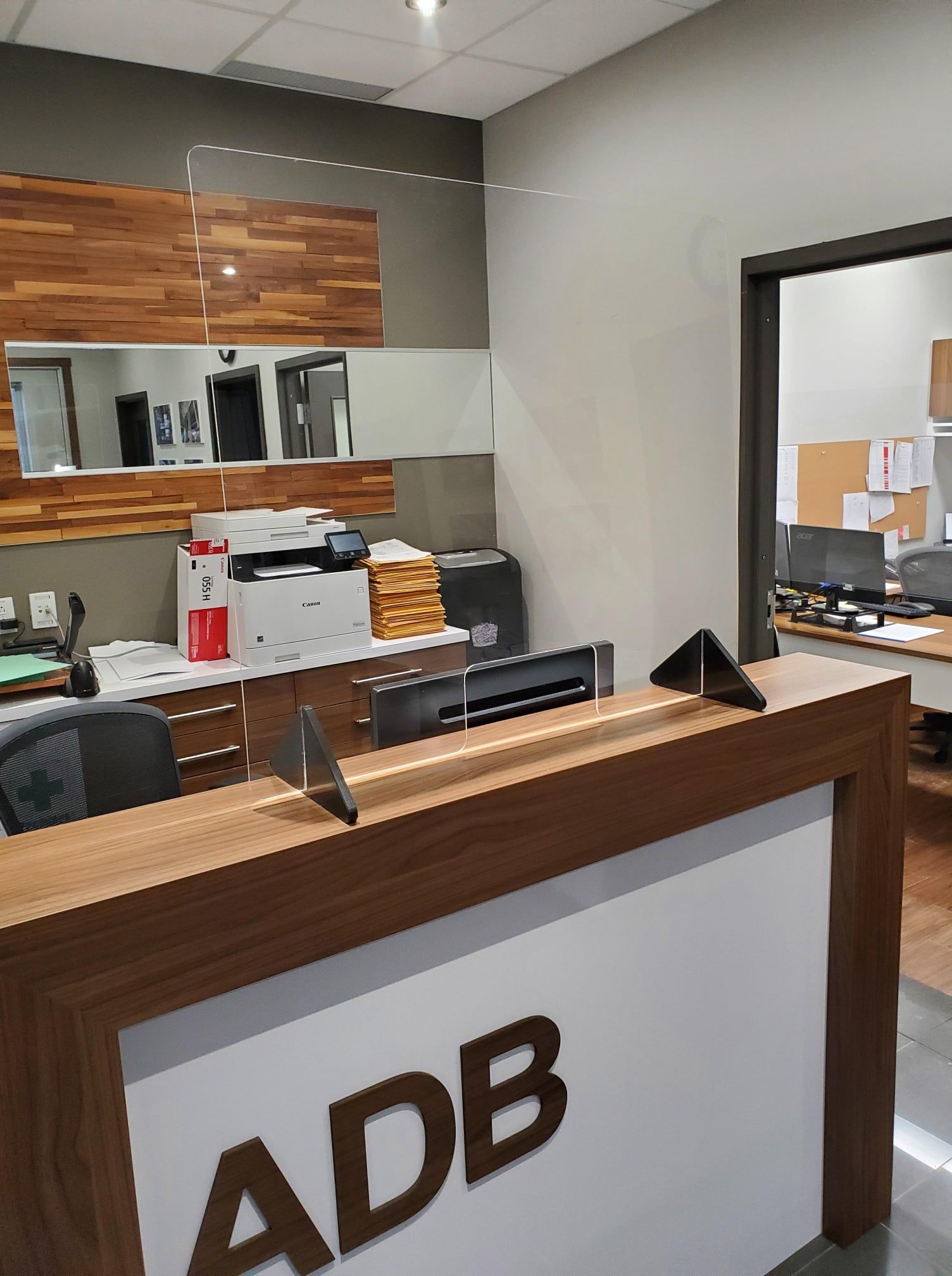 A desk with the word adb on it