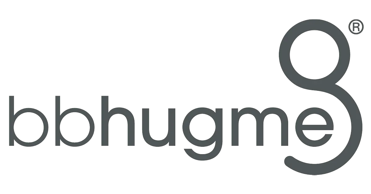 Bbhugme-logoen i mørkegrå skrift på hvit bakgrunn, med en stilisert liten 'g' på slutten.