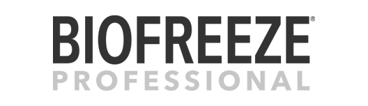 Ordet «BIOFREEZE» med store, mørke bokstaver over ordet «PROFESSIONAL» med en mindre, lysere skrifttype.