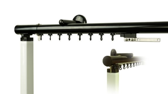 Electric curtain pole with capped end