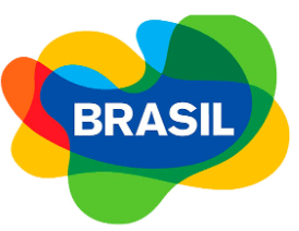 Um logotipo colorido com a palavra brasil nele
