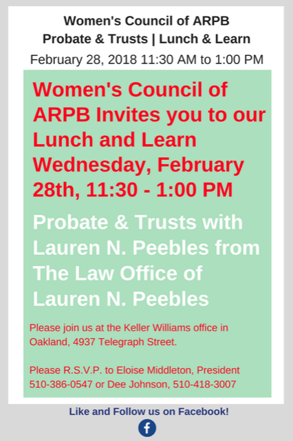 Women's Council of ARPB Probate & Trusts Lunch & Learn