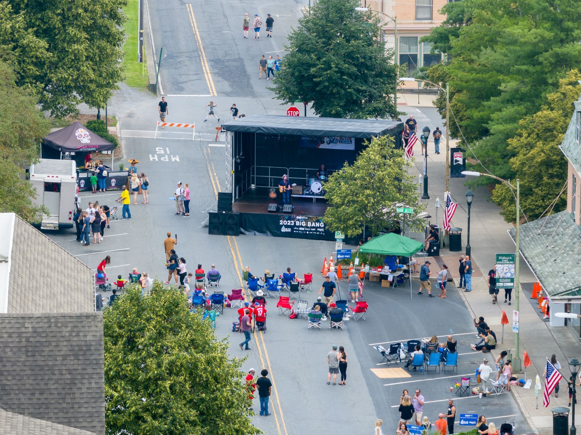 Aerial Photography of stage and people in East Stroudsburg