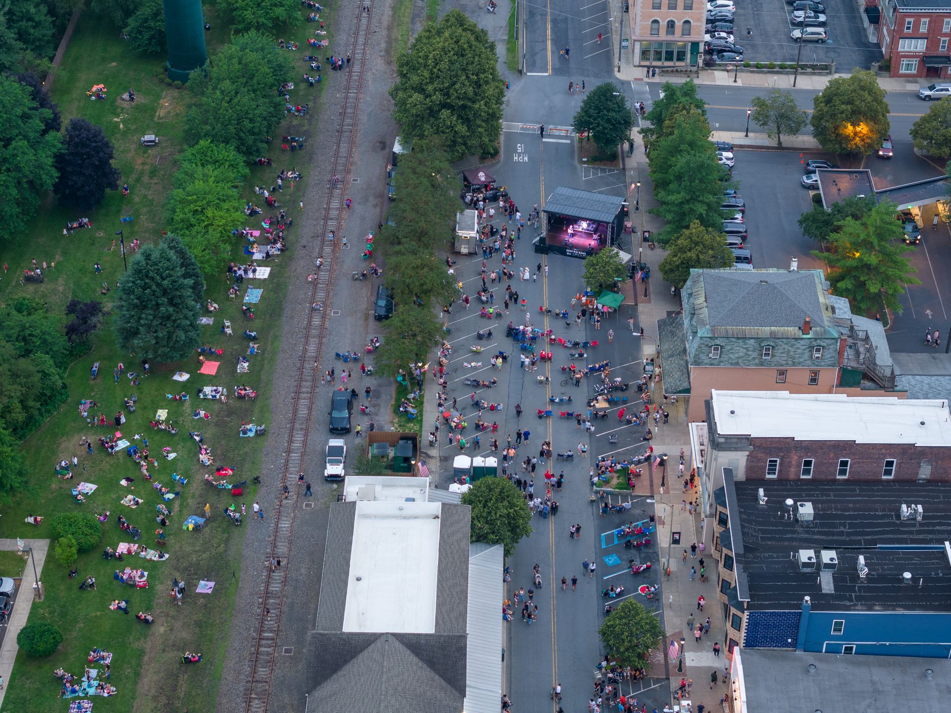 Aerial Photography of busy street in East Stroudsburg during the Big Bang