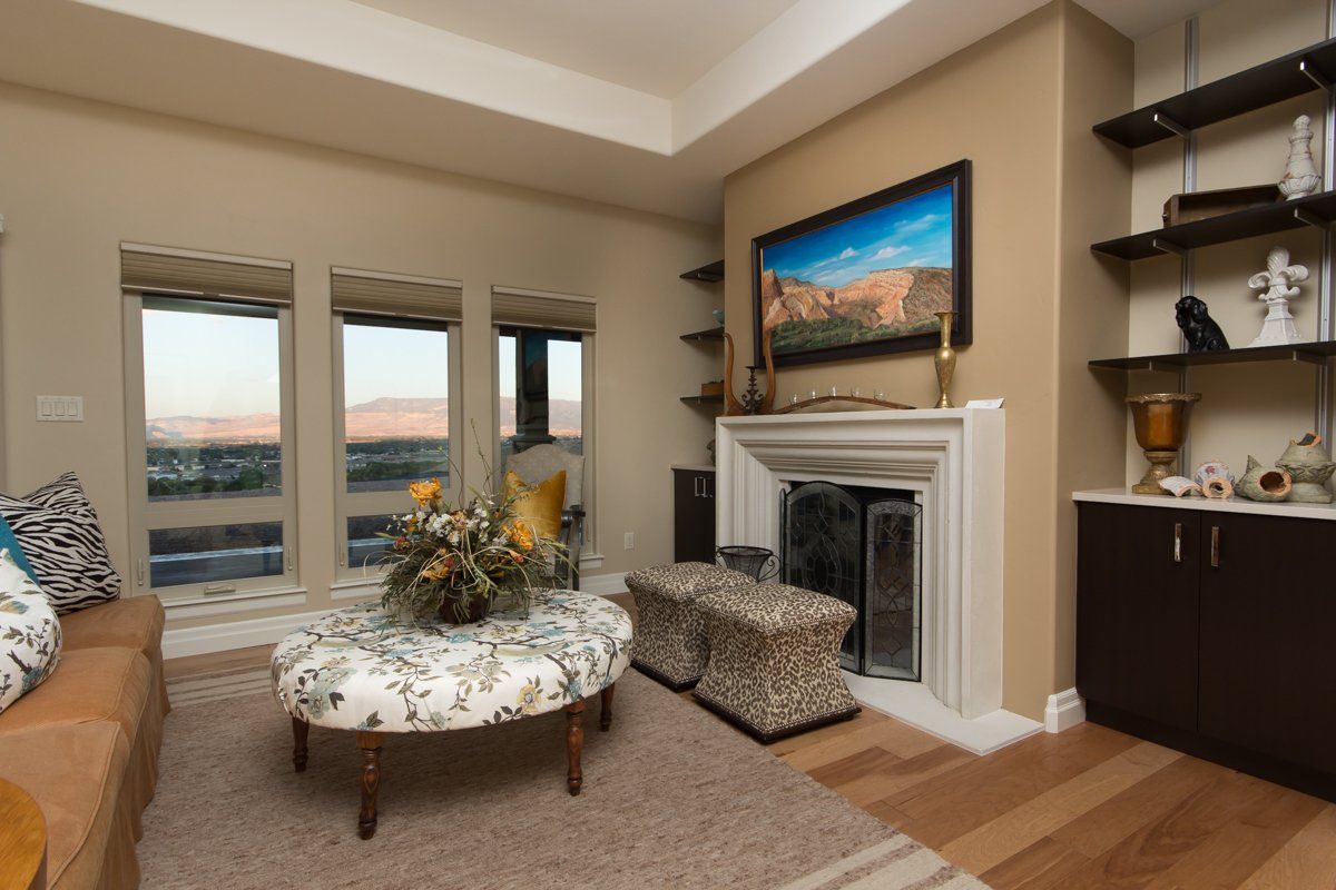 Living Room with Built-In Shelves around Fireplace | Integrity Homes | Grand Junction, CO 81501