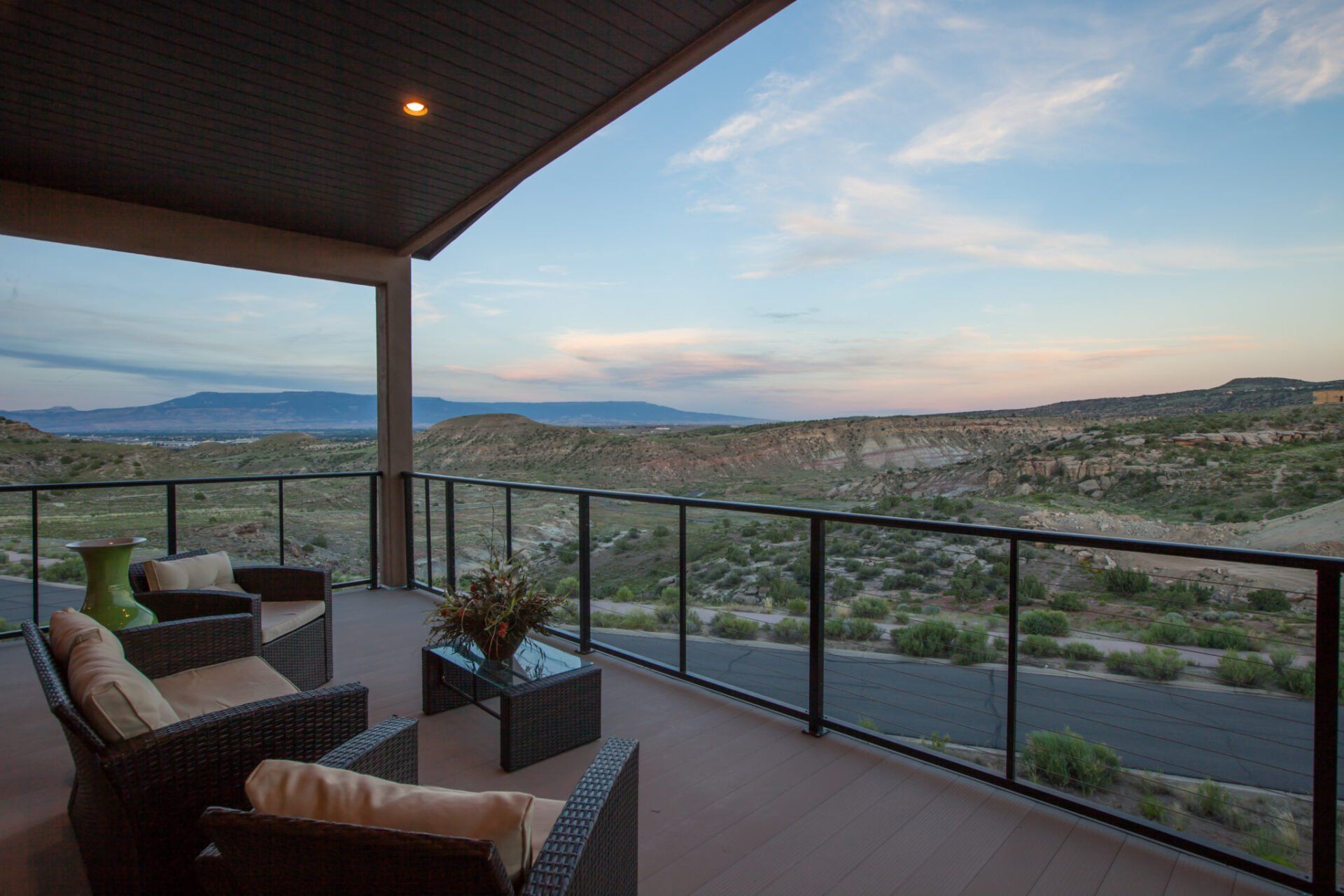 Covered Balcony with Seating | Integrity Homes | Grand Junction, CO 81501