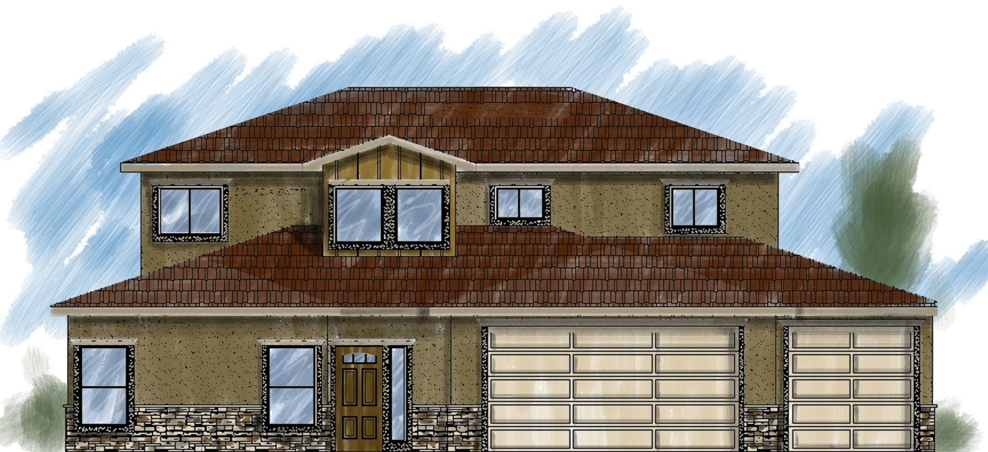 THE ESMERALDA Floor plan exterior front illustration