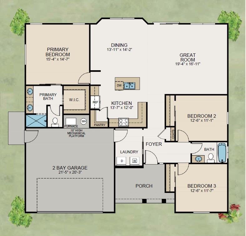 3308 Swn View front exterior- gray and beige stucco with white trim, ranch