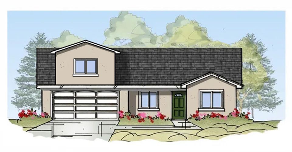 Front exterior of The Malbec two-story model at 3307 Swan View Ct.