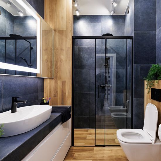 Dark Blue Modern Luxury Bathroom — Greater Sydney, NSW — Discount Bathroom Renovations