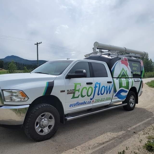 an ecoflow truck is parked on the side of a dirt road .