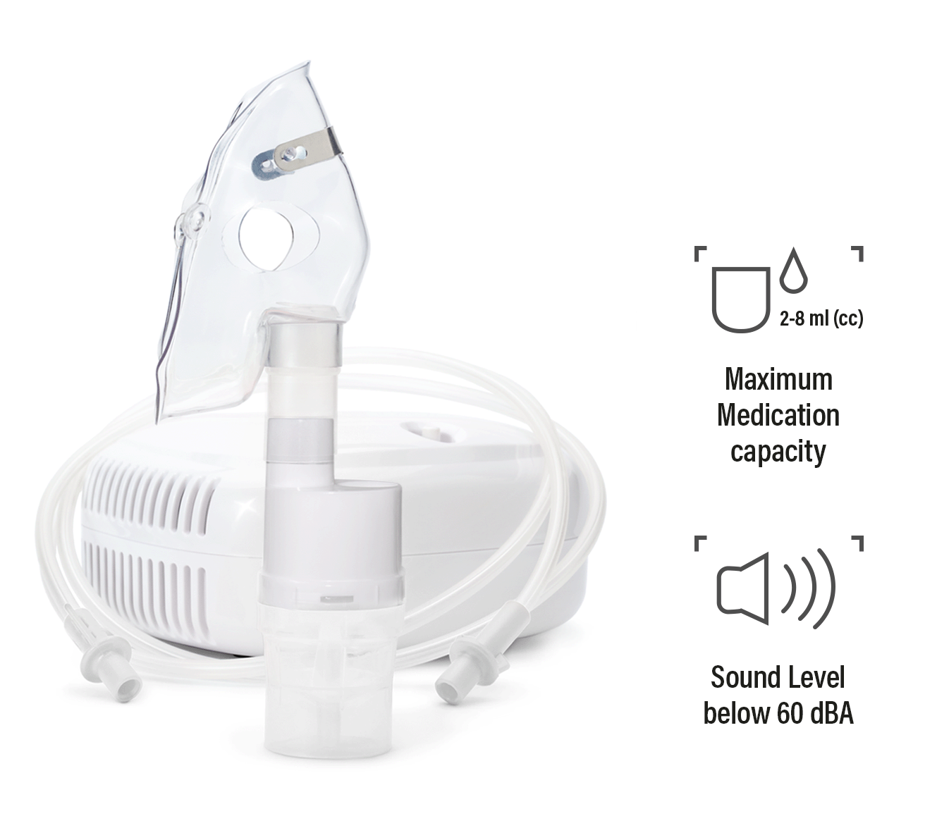 UNIVERSAL PISTON COMPRESSOR nebulizer. A picture of an inhaler with a mask on it.