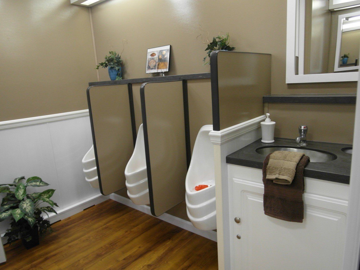 portable restroom cottage unit internal photo of men's