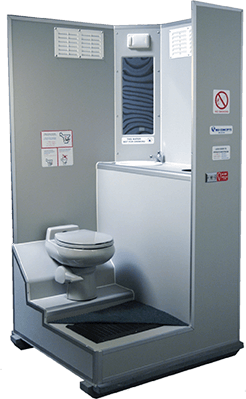flushing toilets in restroom trailer