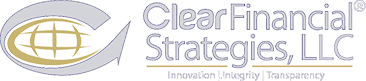 The logo for clear financial strategies llc shows a globe and a check mark.