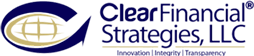 The logo for clear financial strategies llc is blue and gold