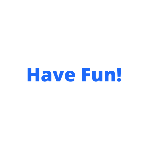 A blue and white logo that says `` have fun '' on a white background.