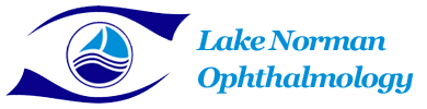 Lake Norman Ophthalmology logo with a blue eye shape and a sailboat icon.
