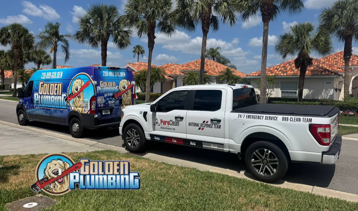 Two trucks are parked next to each other on the side of the road.