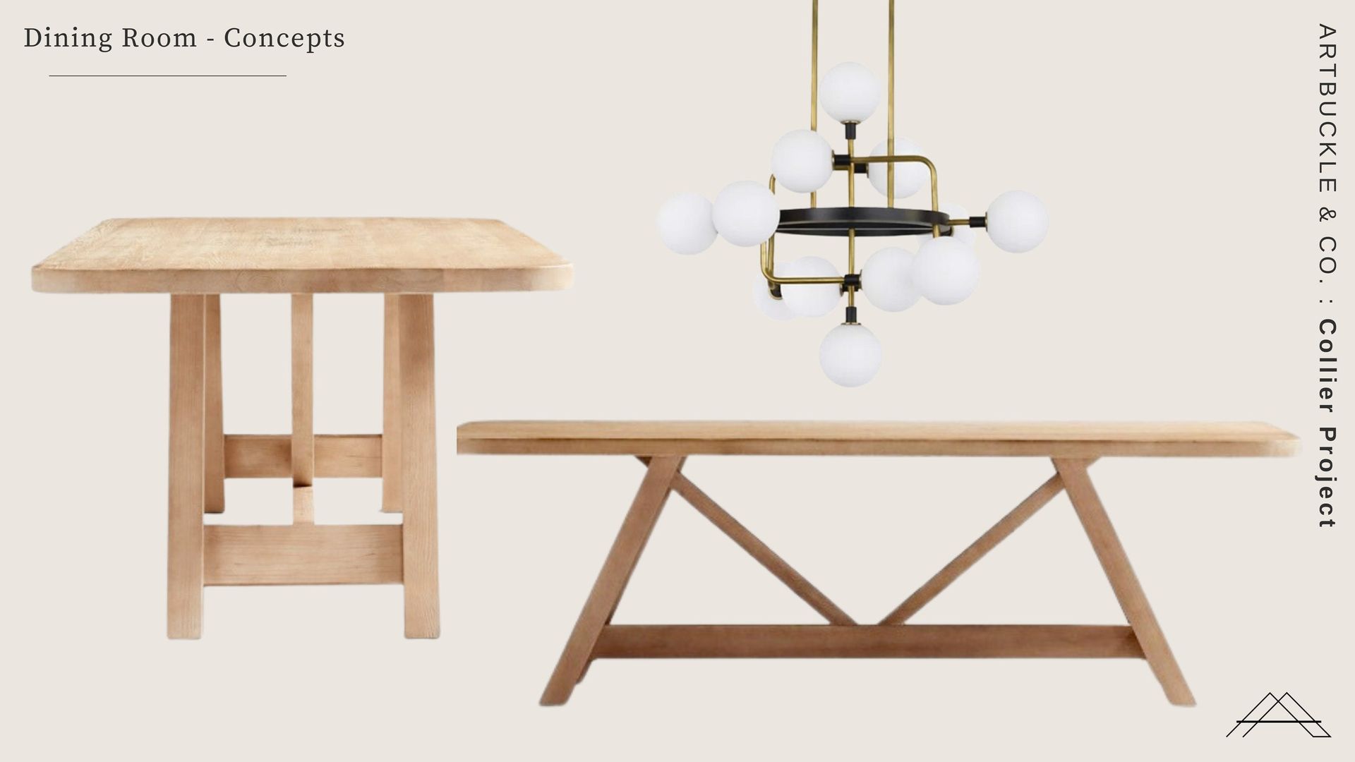 A picture of a dining room table and a chandelier