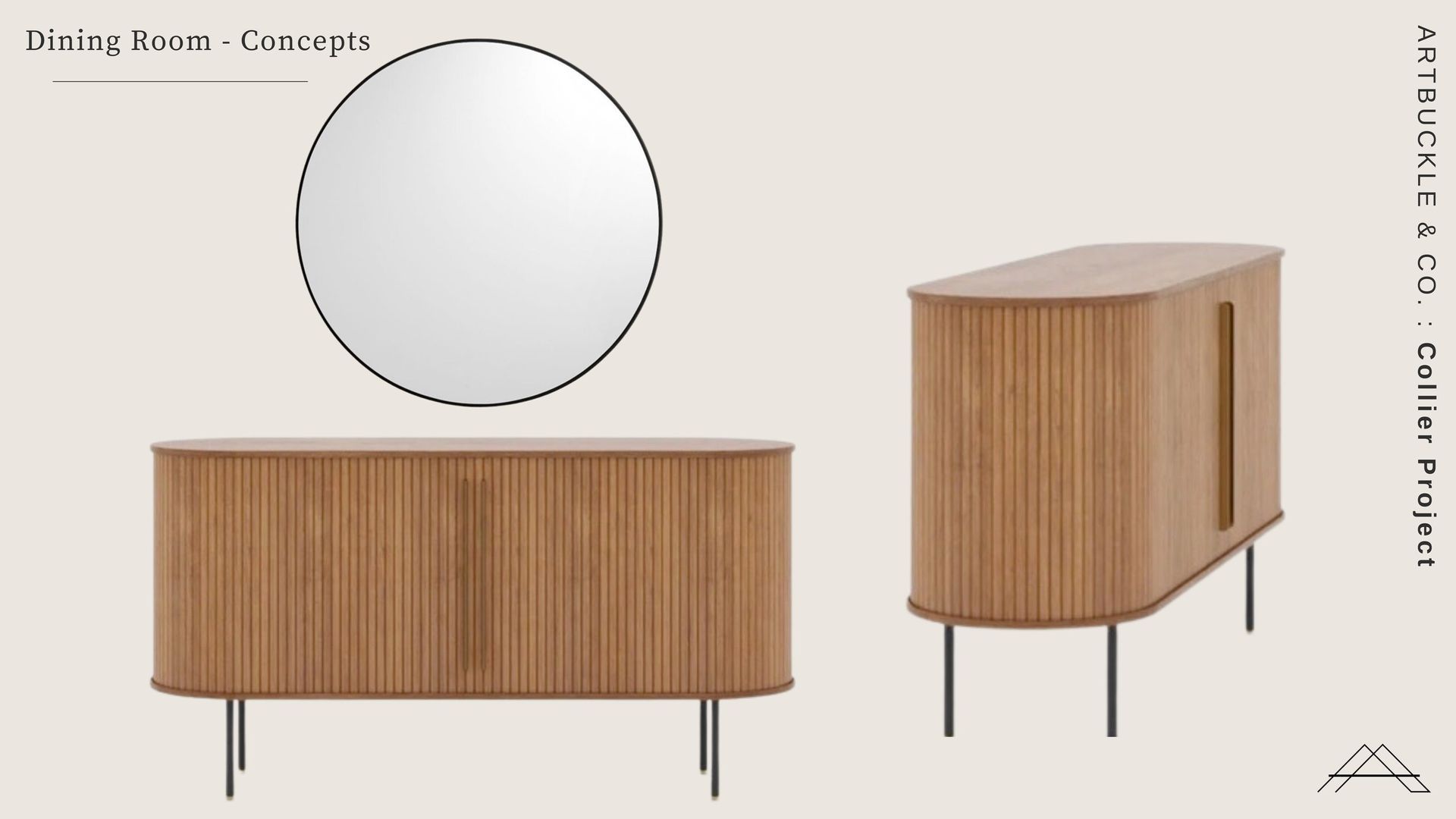 A wooden cabinet with a mirror on top of it