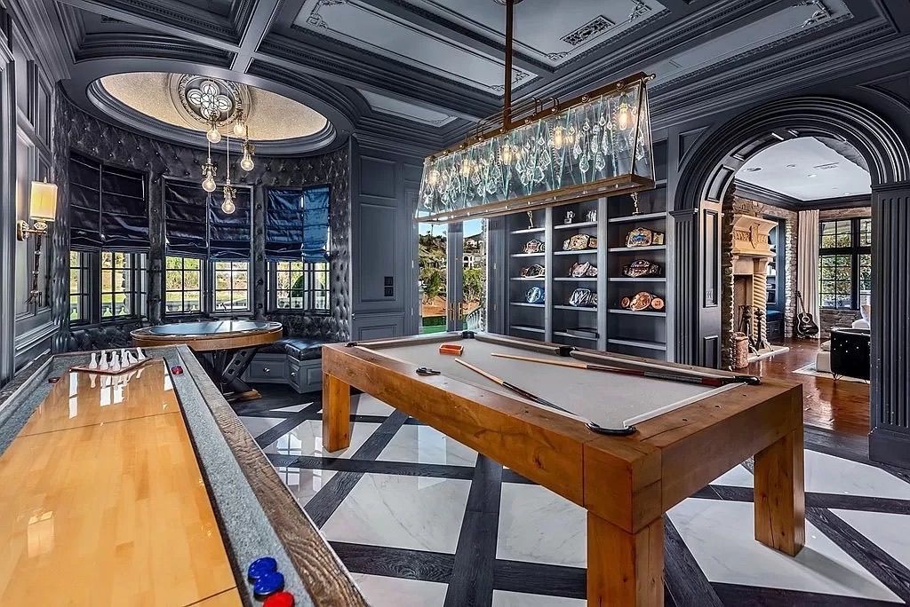 entertainment room with pool table and shuffleboard