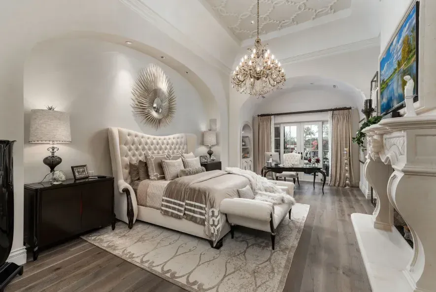 Luxury bedroom retreat with soft textures and finishes