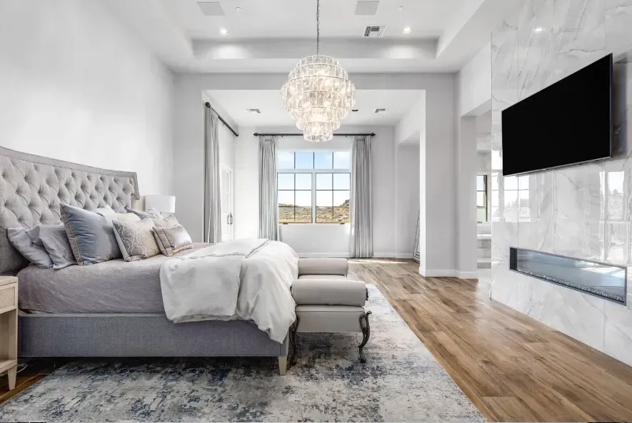 Custom coffered ceiling in upscale residential interior
