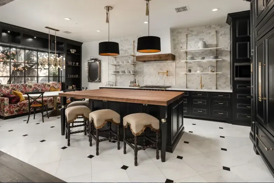Breakfast nook design in custom kitchen layout