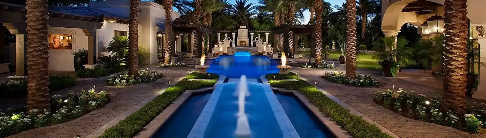 Arizona luxury home with poolside lounge and mountain view