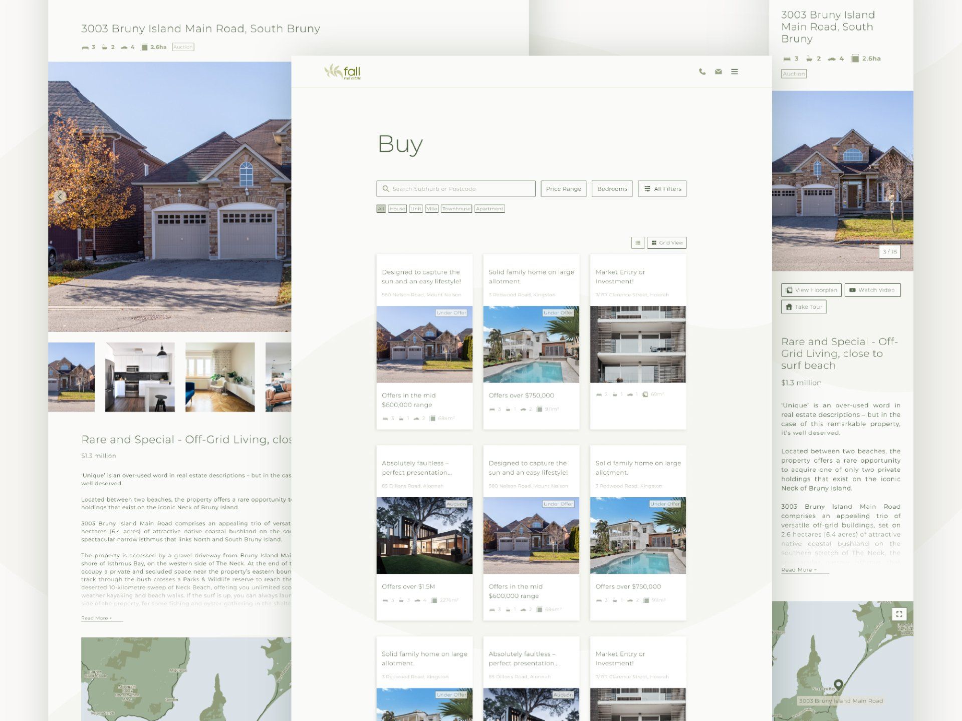 Fall Real Estate UI design for the property and listings pages