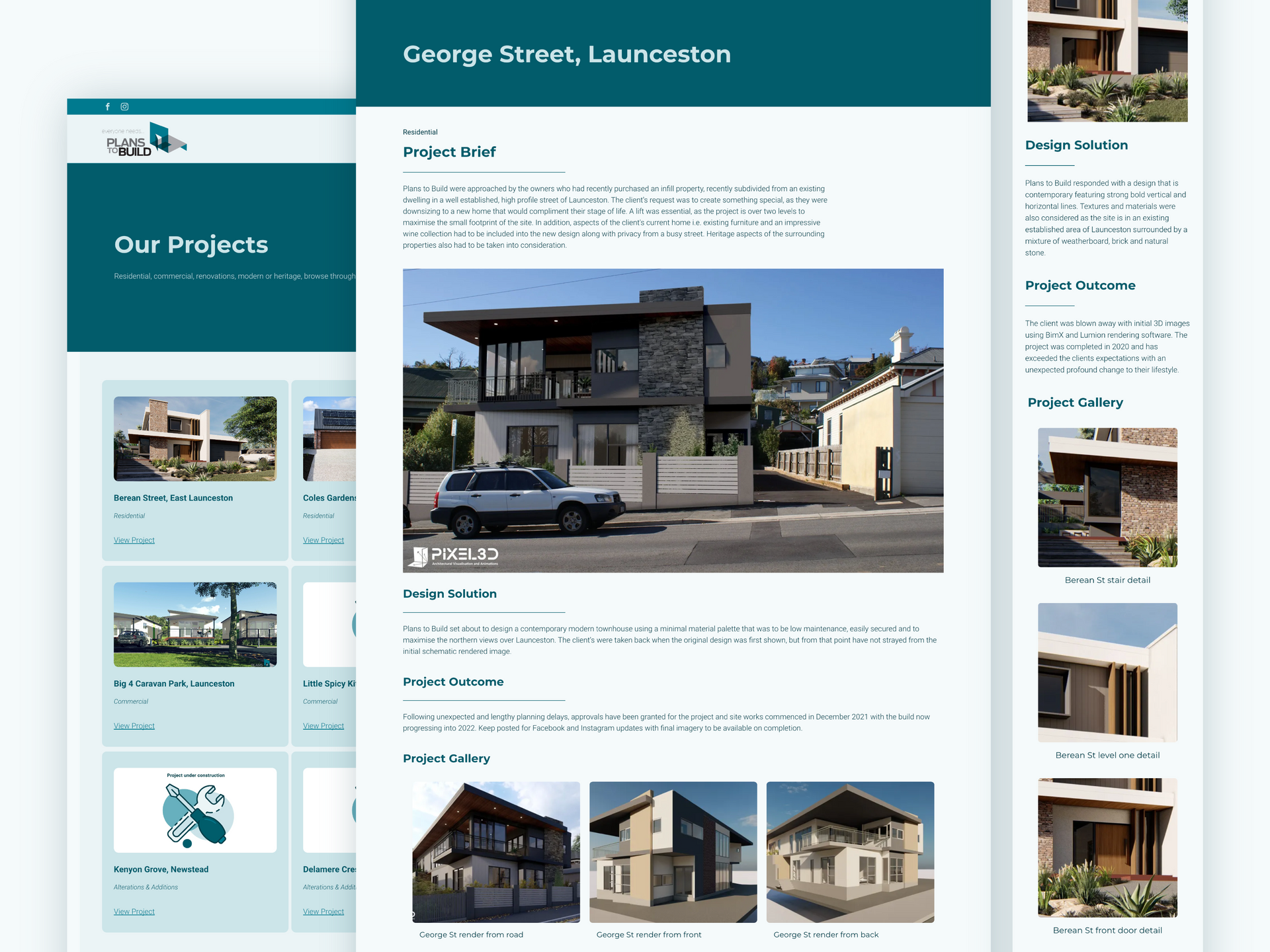 An image showing the responsive website design for plans to build projects pages