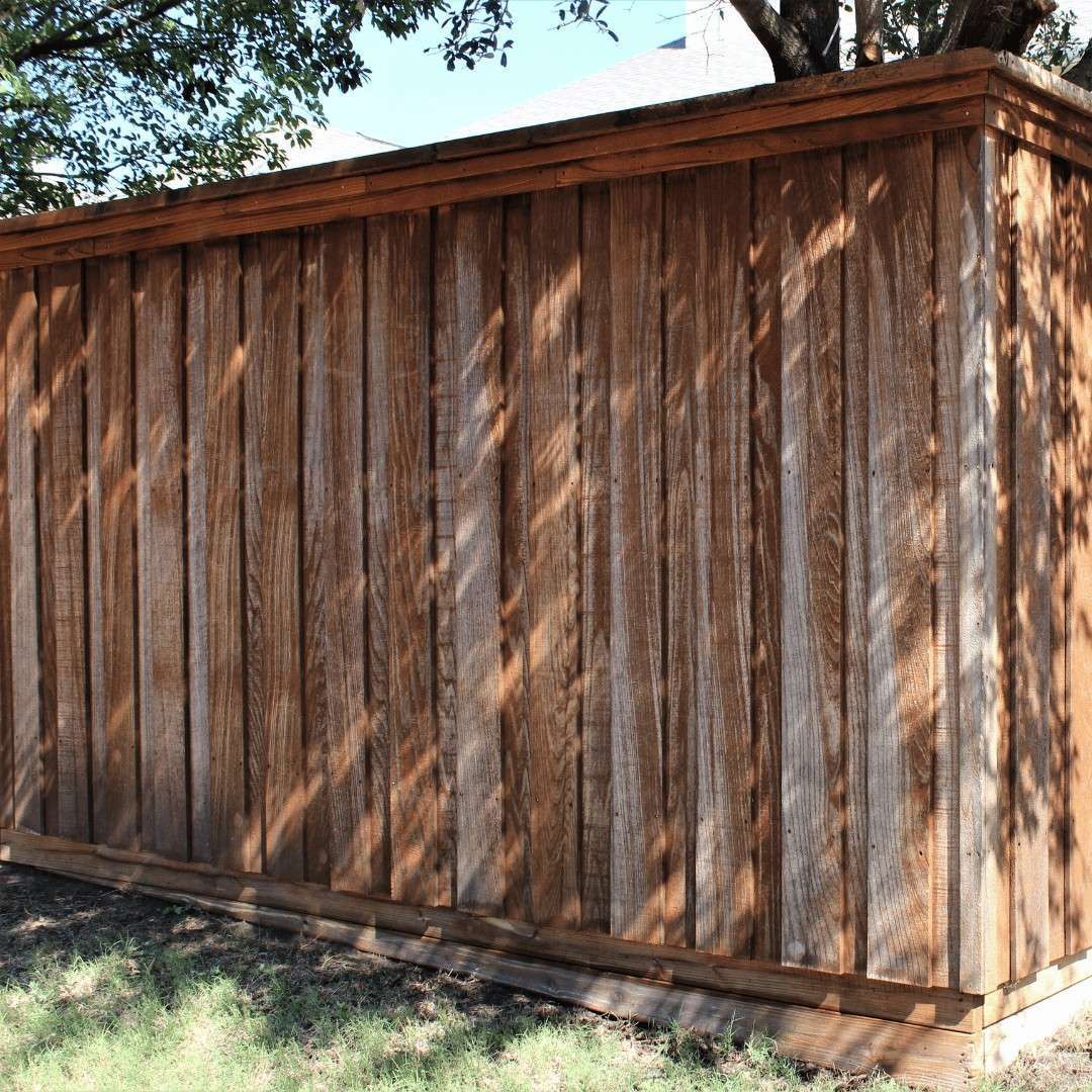 Cedar fence staining after cleaning and wood brightener treatment, Guilford, CT.