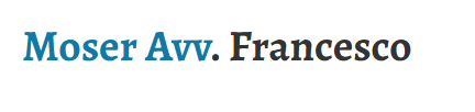 Moser Avv. Francesco in testo blu e nero.