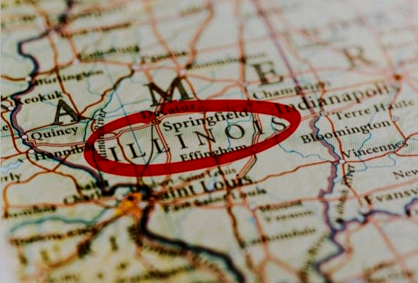 Map of Illinois highlighted with a red circle.