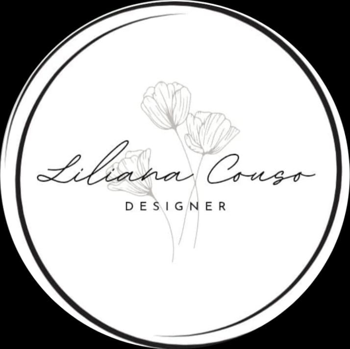Un logotipo para un diseñador con dos flores en un círculo.