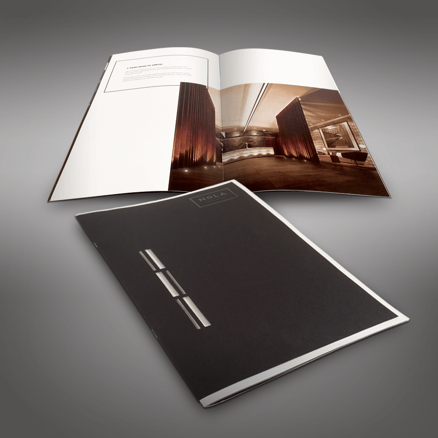 A folder with a picture of a building on it