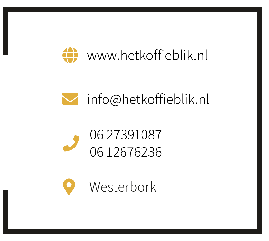 contact. contact gegevens. E-mail, Telefoon, Mobiel, Plaats, Adres, Westerbork, www.hetkoffieblik.nl