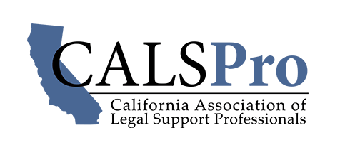 CALSPPro logo with a blue California outline and text: California Association of Legal Support Professionals.