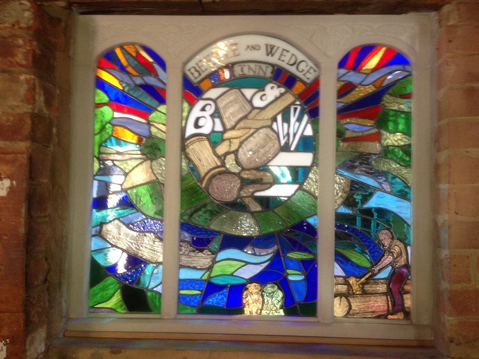 ART in the Bar, stained glass. Beetle & Wedge Inn