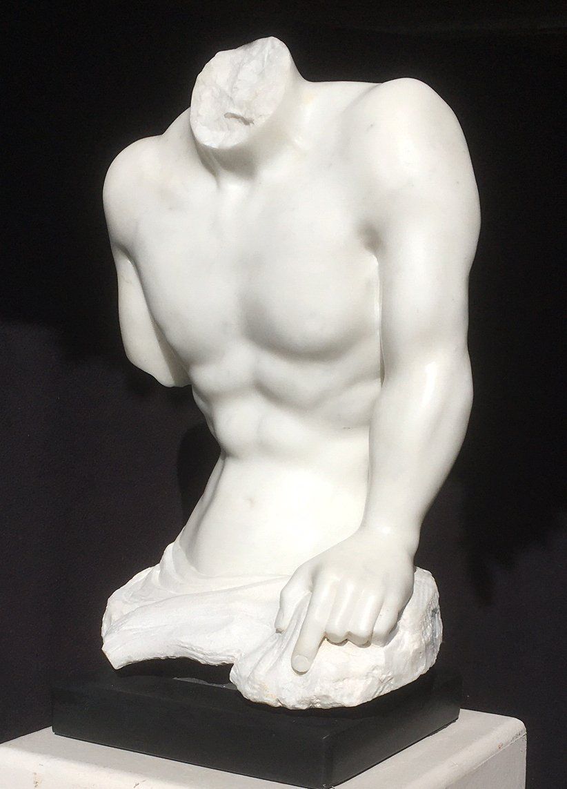 Icarus sculpture in marble. Tattoo for Icarus. Classical contemporary sculpture BCD.